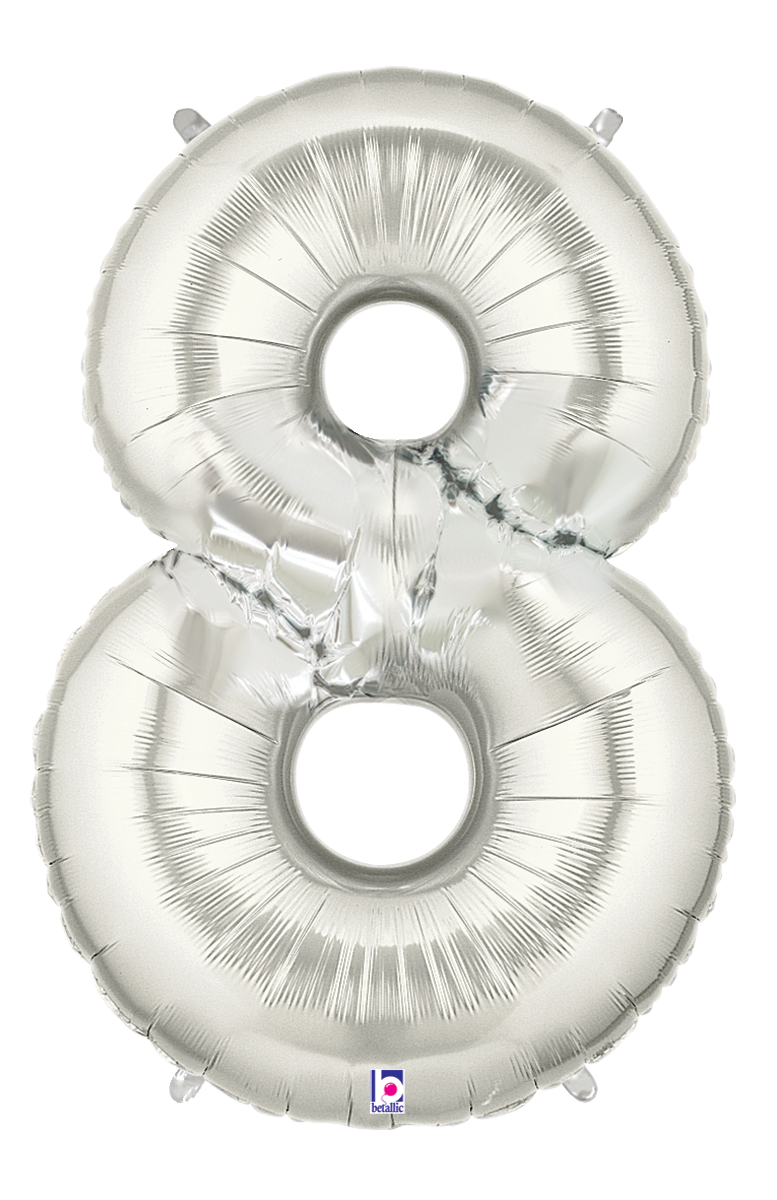 34" NUMBER 8 SILVER MEGALOON view 2